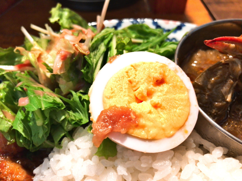 2017年6月5週 「ミントチキンカレー」＆「カニと夏野菜のマサラ」あいがけ。